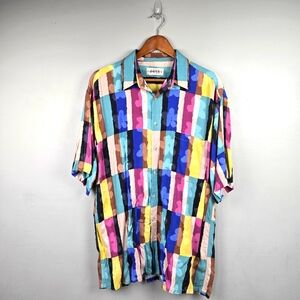 CAMPIA MODA Fun Casual Button-down Multi-color Shirt Men Size L? Abstract Floral